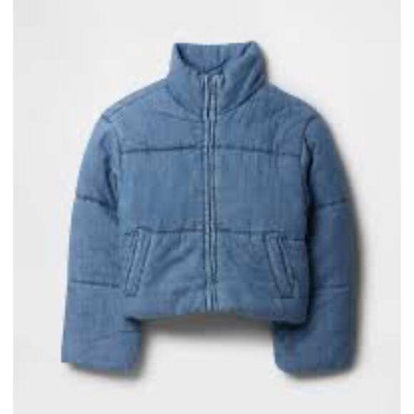 GAP Oversized Denim Puffer Jacket - Picture 1 of 3